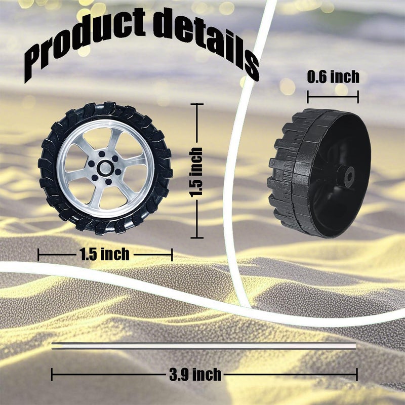 Kuanfine 60 Pcs Plastic Roll 2mm Dia Shaft Toys Car Wheel with 30 Pcs Shaft Round Rod Axles for DIY Model Toy RC Car Truck Building Projects - Image 2